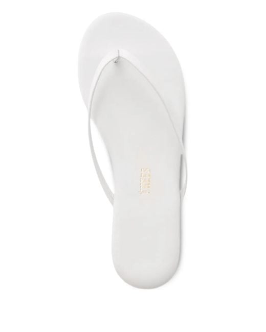 TKEES White Leather Flat Sandals