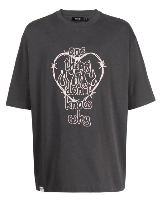 FIVE CM Gray Graphic-print Cotton T-shirt for men