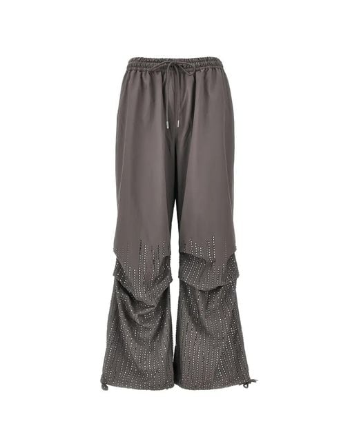 VENUJA Gray Crystal-Embellished Track Pants