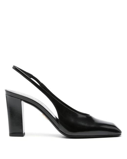 Prada Black 85 Leather Slingback Pumps