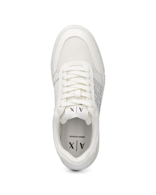 ARMANI EXCHANGE White Rhinestone-Logo Platform Sneakers