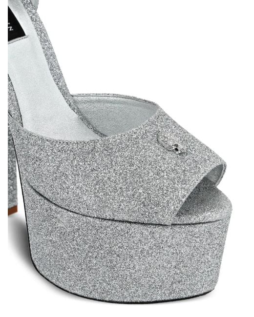 Philipp Plein Gray 120Mm Glitter-Detailing Leather Sandals