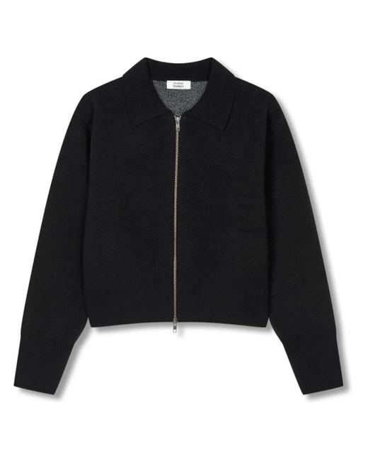 Studio Tomboy X Black Classic-Collar Zip-Up Cardigan
