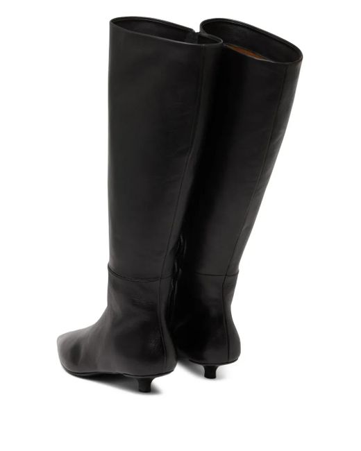 Marsèll Black Leather Pointed-Toe Knee-High Boots