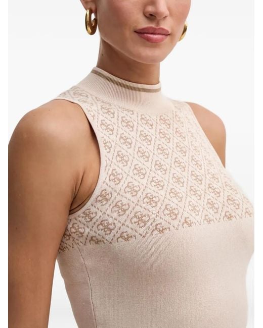 Guess Natural Monogram-Pattern Sleeveless Top