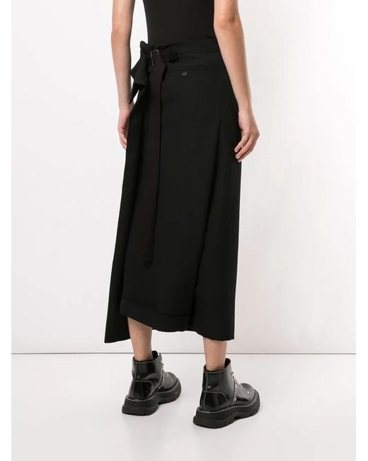 Yohji Yamamoto Black Wool Cropped Loose Fit Trousers