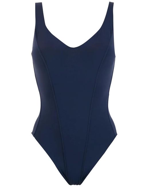 Amir Slama Blue V-Neck Open-Back Swimsuit