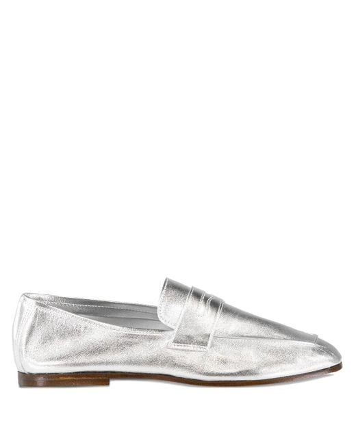SOPHIQUE White Leather Penny-Strap Loafers