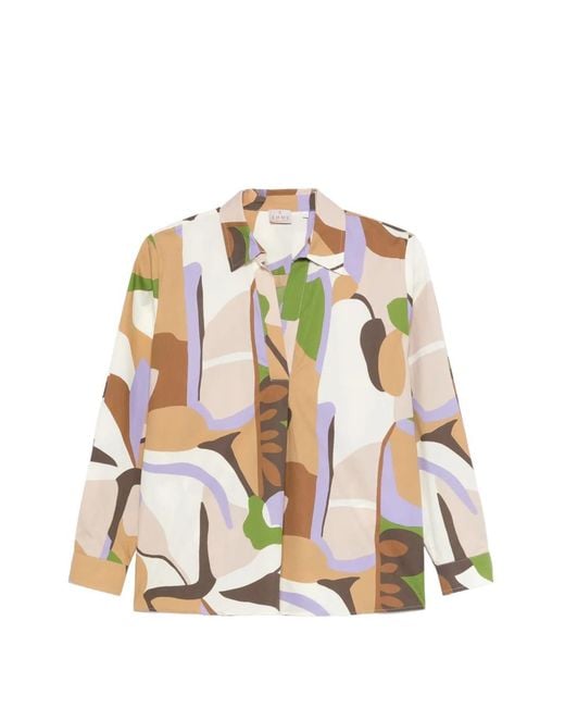 Marella White V-Neck Printed Top