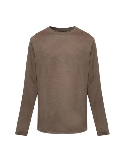 Sease Brown Long-Sleeve Wool T-Shirt for men