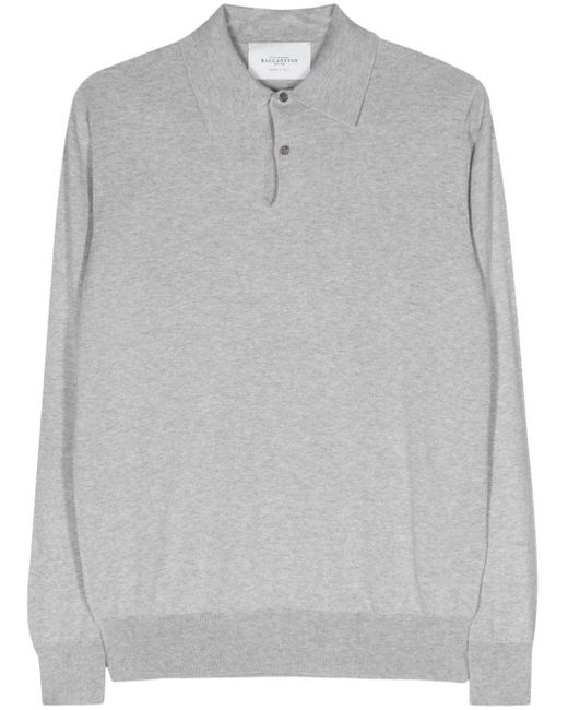 Ballantyne Gray Mélange-effect Knitted Polo Shirt for men