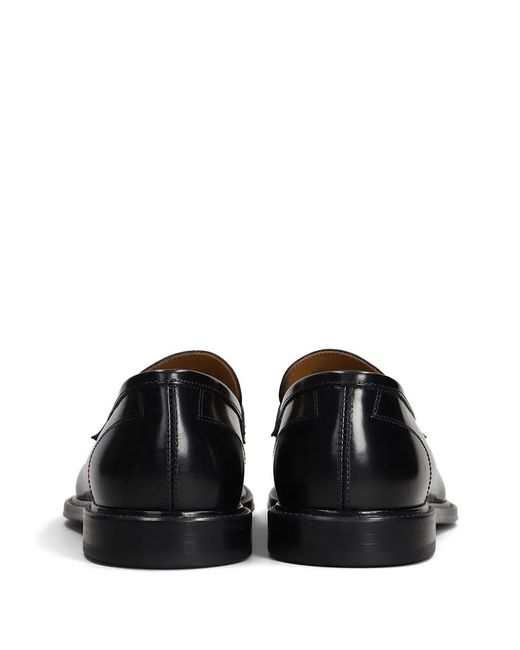 Green George Black Leather Loafers for men
