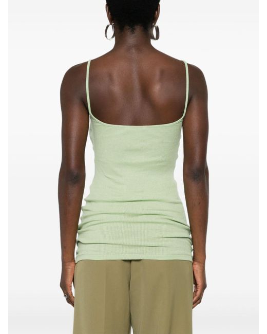 Auralee Green Fine-ribbed Cotton Tank Top