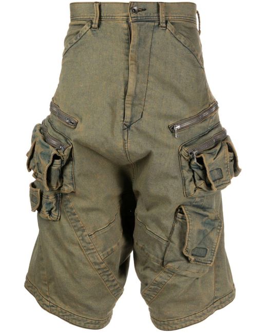 Julius Green Drop-crotch Denim Cargo Shorts for men