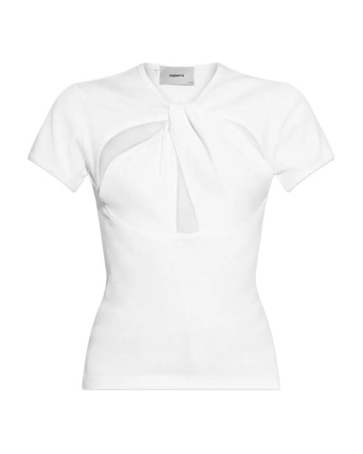 Coperni White Twist-Detail Short-Sleeve Top