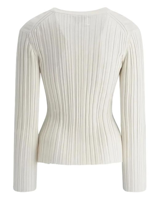 Loulou White Elsa Ribbed Round-Neck Top