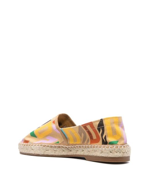 DSquared² Yellow All-Over Logo-Print Espadrilles
