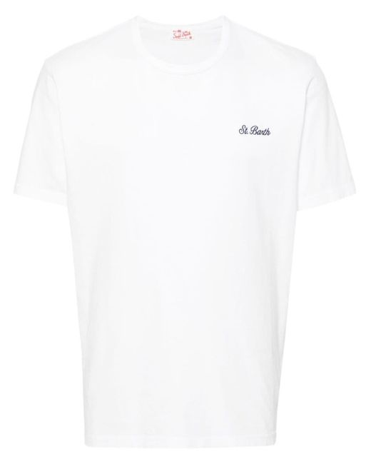 T-shirt con ricamo di Mc2 Saint Barth in White da Uomo