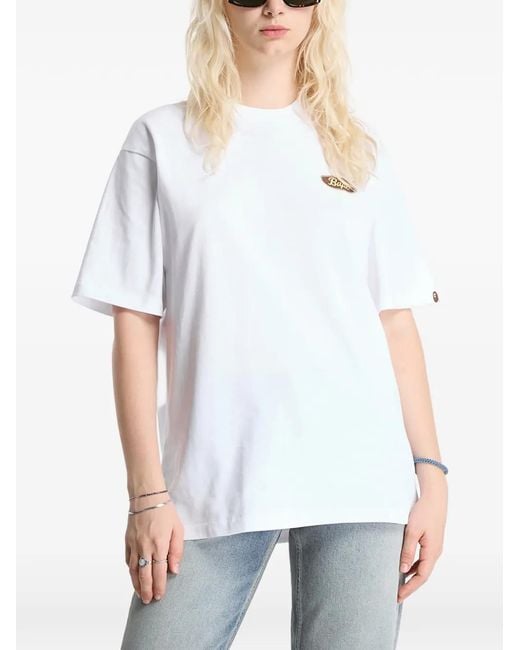 A Bathing Ape White Skateboard Bape Logo Relaxed-Fit Tee