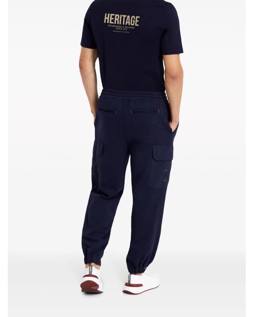 Brunello Cucinelli Blue Straight-Leg Cotton-Blend Track Pants for men