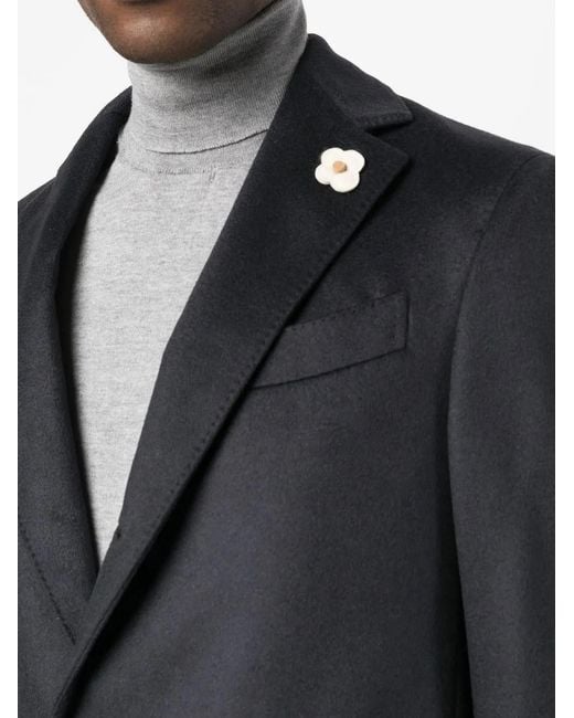 Lardini Black Single-Breasted Cashmere Overcoat for men