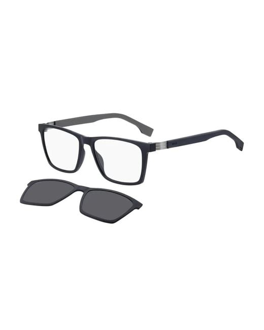 Boss Gray Clip-On Rectangle Sunglasses Frames for men