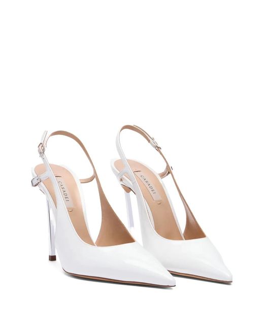 Casadei White Point-Toe Heeled Pumps