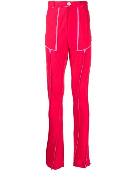 Edward Cuming Red Seam-Detail Straight-Leg Trousers for men