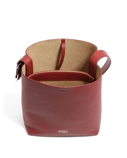 Bimba Y Lola Medium Leren Schoudertas Met Logoprint in het Red
