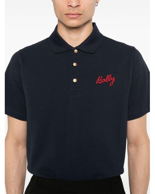 Bally Blue Logo-embroidered Polo Shirt for men