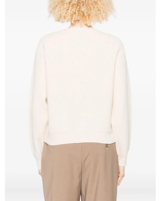 Marc O' Polo White Ribbed Crew-Neck Sweater