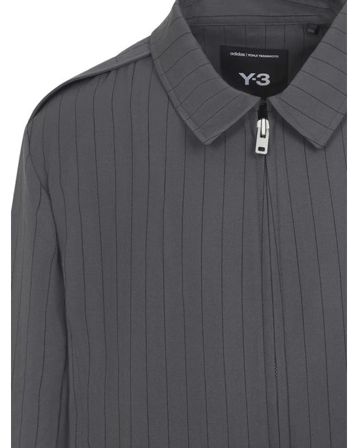 Y-3 Gray Pinstriped Overshirt for men