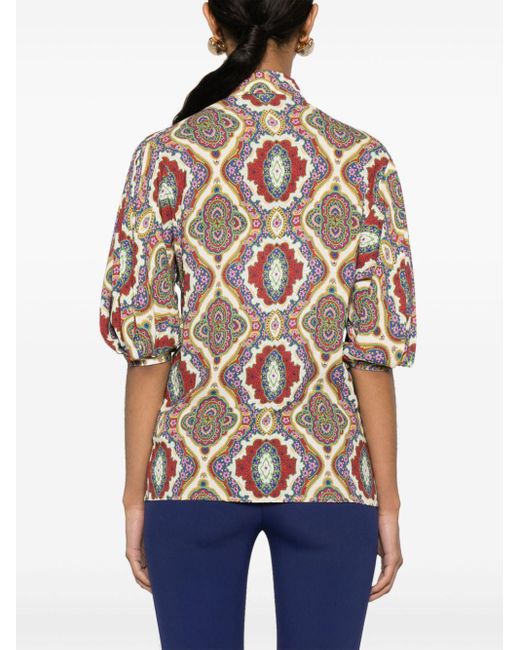 Etro Red Graphic-print Cady Blouse
