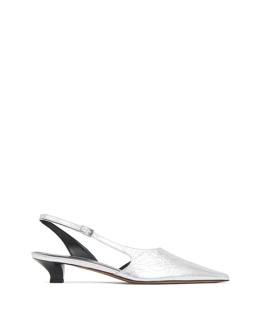 Mansur Gavriel White Escarpins Anna En Cuir À Effet Métallisé