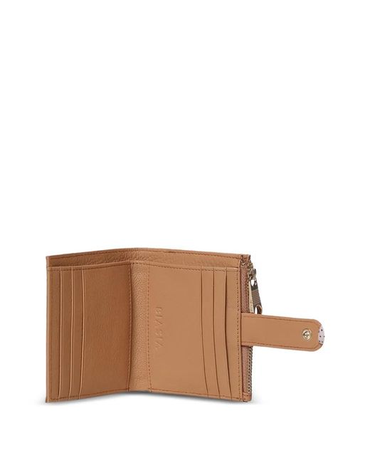 BIASIA Brown Portefeuille Grainé À Plaque Logo