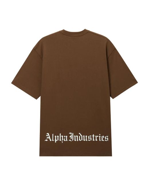Alpha Industries Brown Patch-Print Cotton T-Shirt for men