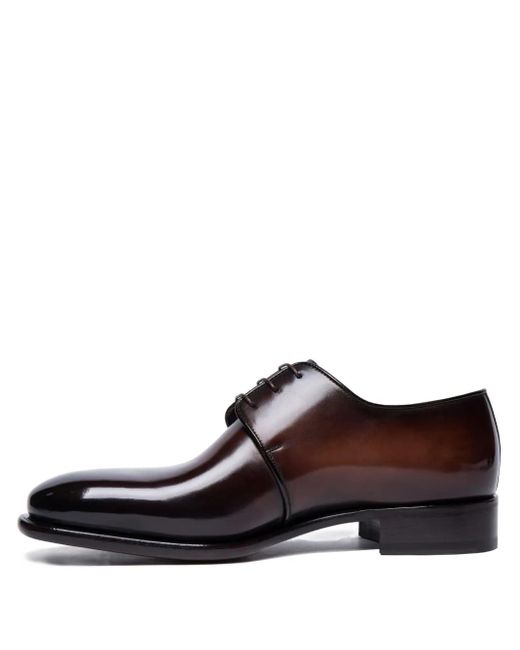 Santoni Brown Leather Derby Shoes for men