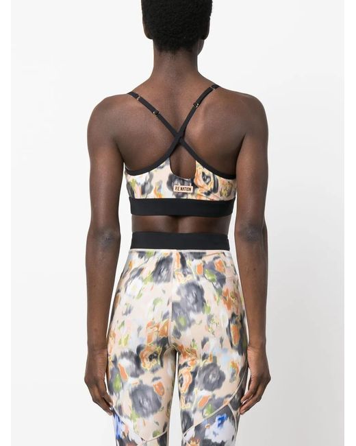 P.E Nation Black Graphic-Print Scoop-Neck Sports Bra