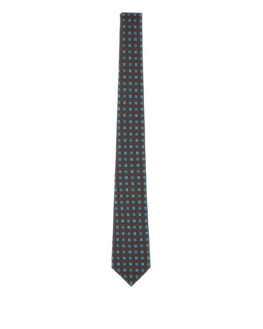 Kiton White Patterned Silk Tie for men