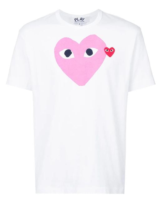 メンズ COMME DES GARÇONS PLAY プリント Tシャツ Pink
