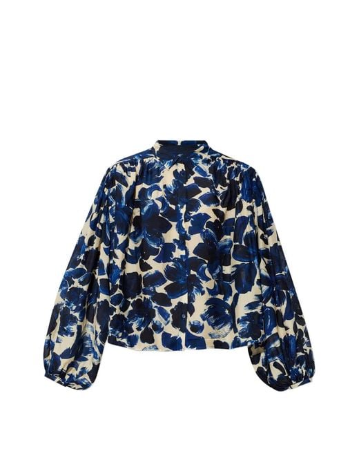 Munthe Blue Blouse Lynx À Fleurs