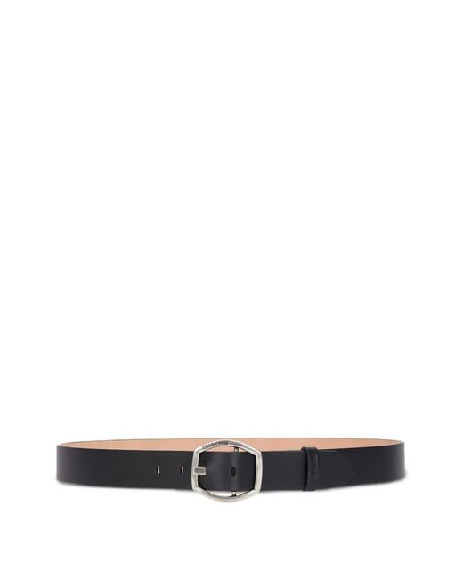 Roberto Cavalli White Geometric-Buckle Leather Belt for men