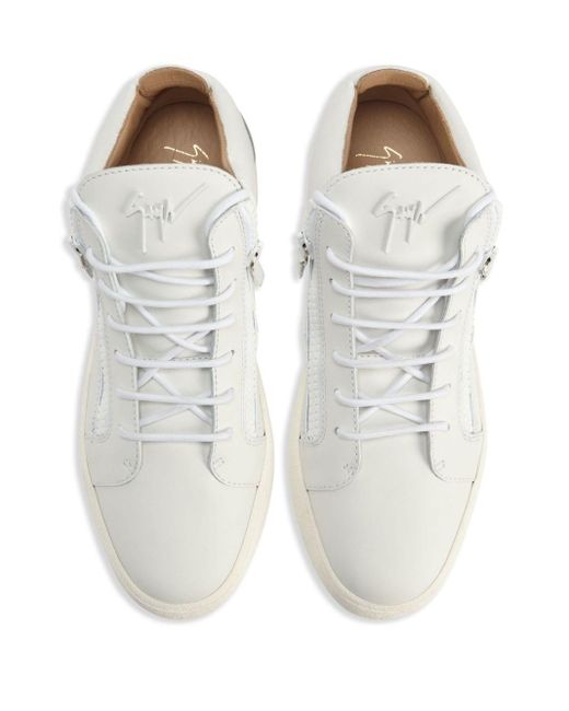 Giuseppe Zanotti White Kriss Leather Sneakers for men