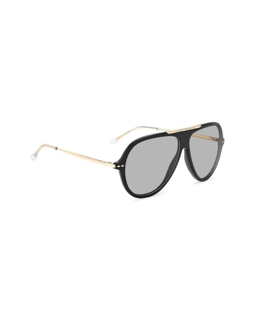 Isabel Marant Gray Logo-Engraved Navigator-Frame Sunglasses