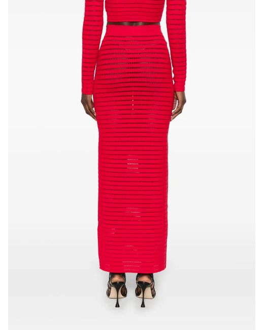 Falda midi de punto flojo Elisabetta Franchi de color Red
