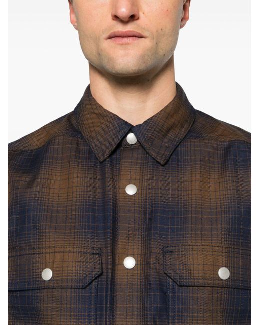 Rick Owens Black Checked Cotton Overshirt for men