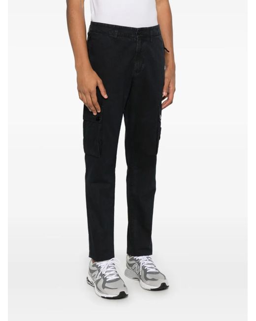 Stone Island Black Compass-Patch Cargo Pants for men
