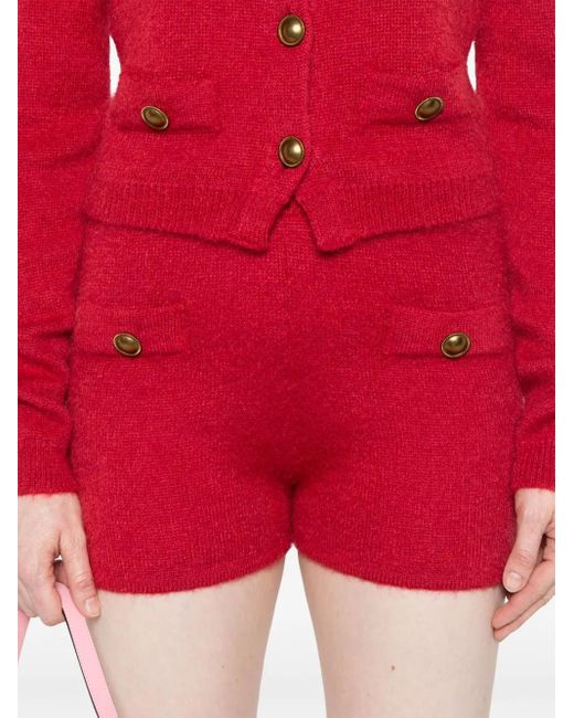 Twinset Red Knitted High-Waist Emily Shorts