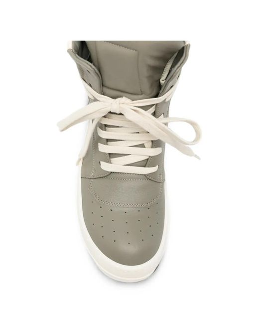 Rick Owens White High-Top Panelled Sneakers