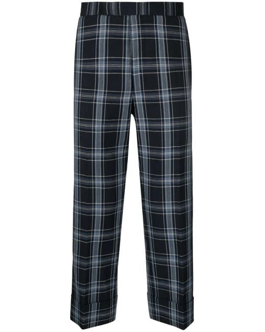 Thom Browne Blue Low-Rise Drop-Crotch Tailored Trousers for men